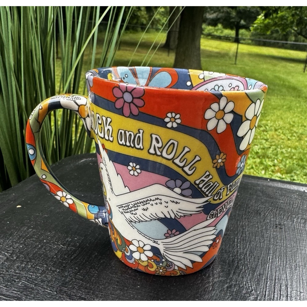 Rock & Roll Hall of Fame Museum Hippie Peace Sign Coffee Mug, 1995, Cleveland,